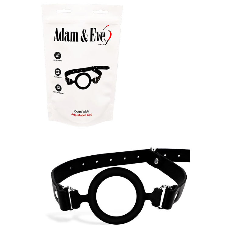 Adam & Eve Open Wide – Adjustable Mouth Restraint Bondage Accessory Black > Bondage Gear > Gags and Bits