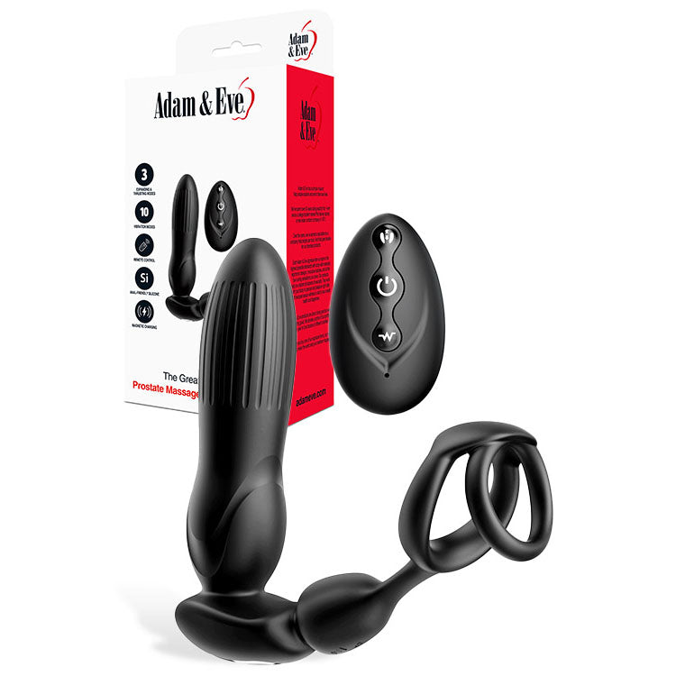 Adam & Eve The Great Expander – USB Rechargeable Thrusting Prostate Massager Black > Anal Range > Prostate Plugs