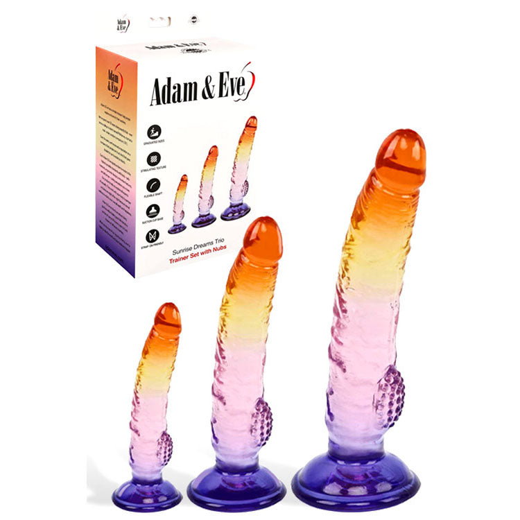 Adam & Eve Sunset Dreams Trio – Multicoloured Dildo Set of 3 Sizes Coloured > Dildos > Realistic Dildos Main image