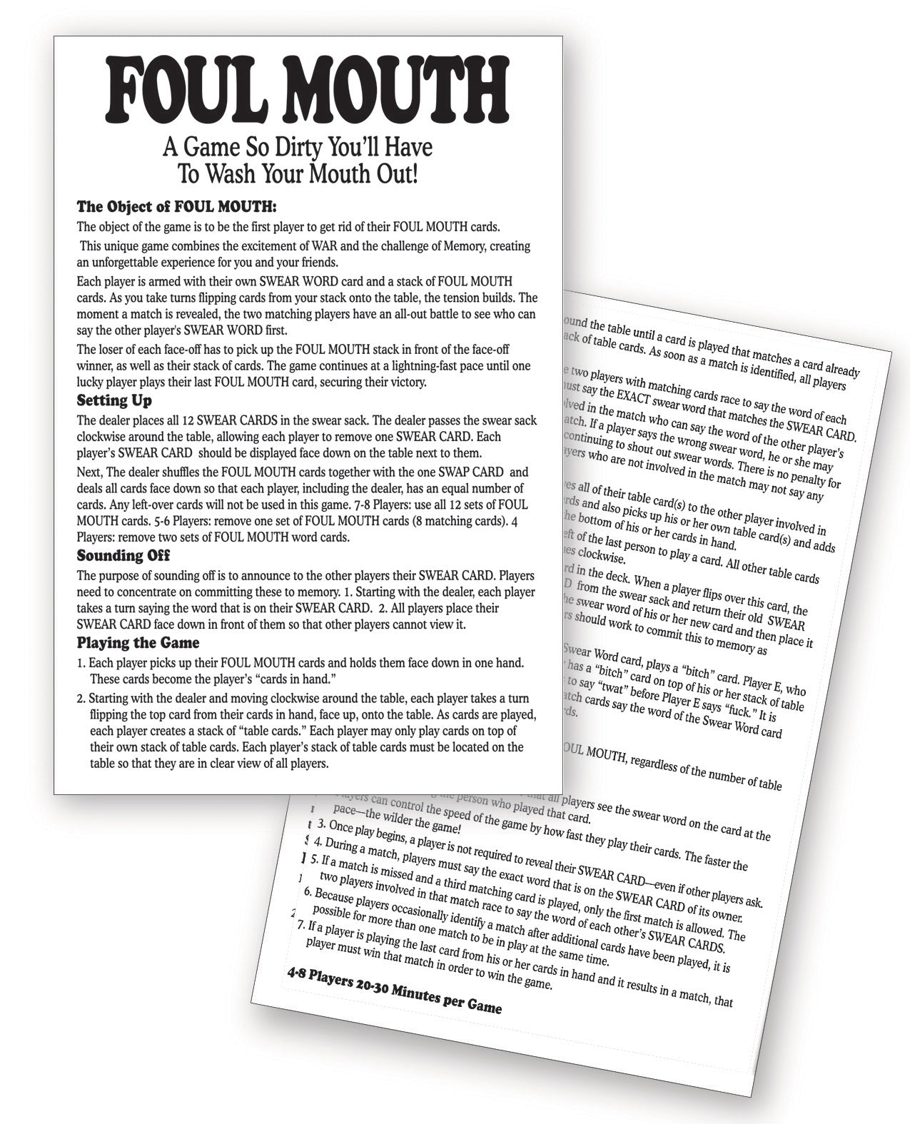 Foul Mouth Card Game – Fast-Paced Profanity Twist for 2-6 Players Card Game Default Title > Novelties > Card Games