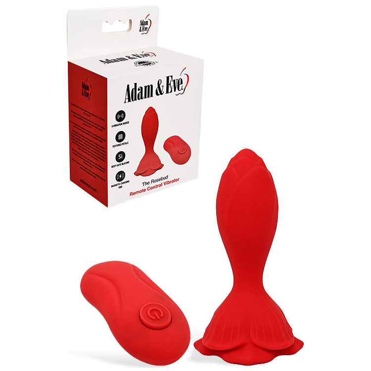 Adam & Eve Rosebud (USB Rechargeable) – Remote-Controlled Vibrating Butt Plug Red > Anal Range > Vibrating Butt Plugs