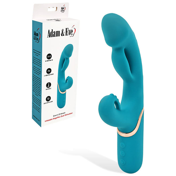 Adam & Eve Sirens Embrace (Teal) – USB Rechargeable Inflatable Rabbit Vibrator Teal > Vibrators > Ladies > Rabbit Multi