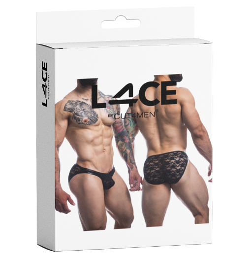 Cut For Men L4CE Bikini Bulge Black Small Men's Underwear Low Cut Lace Bulge Pouch Default Title Mens G-Strings