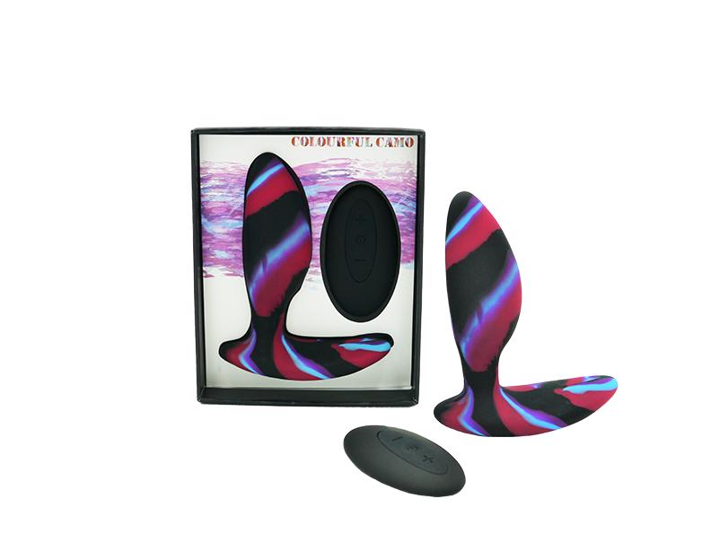 Colourful Camo Idyllic Butt Plug with Remote