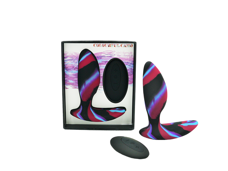 Colourful Camo IDYLIC Remote Control Blue Butt Plug 82x39x106mm Rechargeable Silicone Waterproof Default Title Butt Plugs - Vibrating