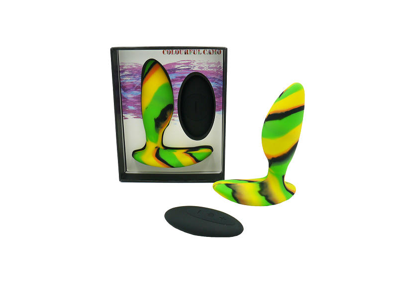 Colourful Camo IDYLIC Remote Control Yellow Butt Plug 82x39x106mm Rechargeable Waterproof Silicone Default Title Butt Plugs - Vibrating