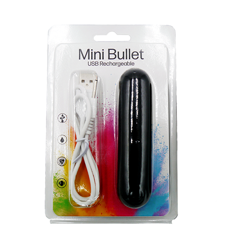 Silicone Rechargeable Mini Bullet USB Rechargeable Splashproof Black Vibrator with 3 Speeds and 7 Functions Default Title BULLETS