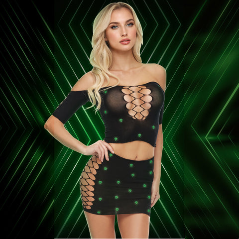 Diamond 2-Piece Crop Top and Shirt Set – Women's Clothing Set Default Title > Clothes > Dresses and Chemises