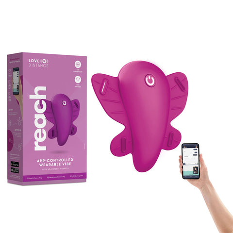 Love Distance REACH Rose Rechargeable Strap-On Stimulator 7.5 Inch Purple STIMULATORS
