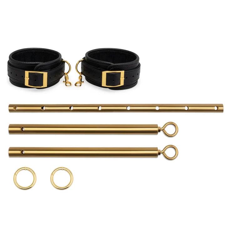 Lux Fetish Solid Gold Expandable Spreader Bar Set With Detachable Cuffs – Bondage Set Secondary image