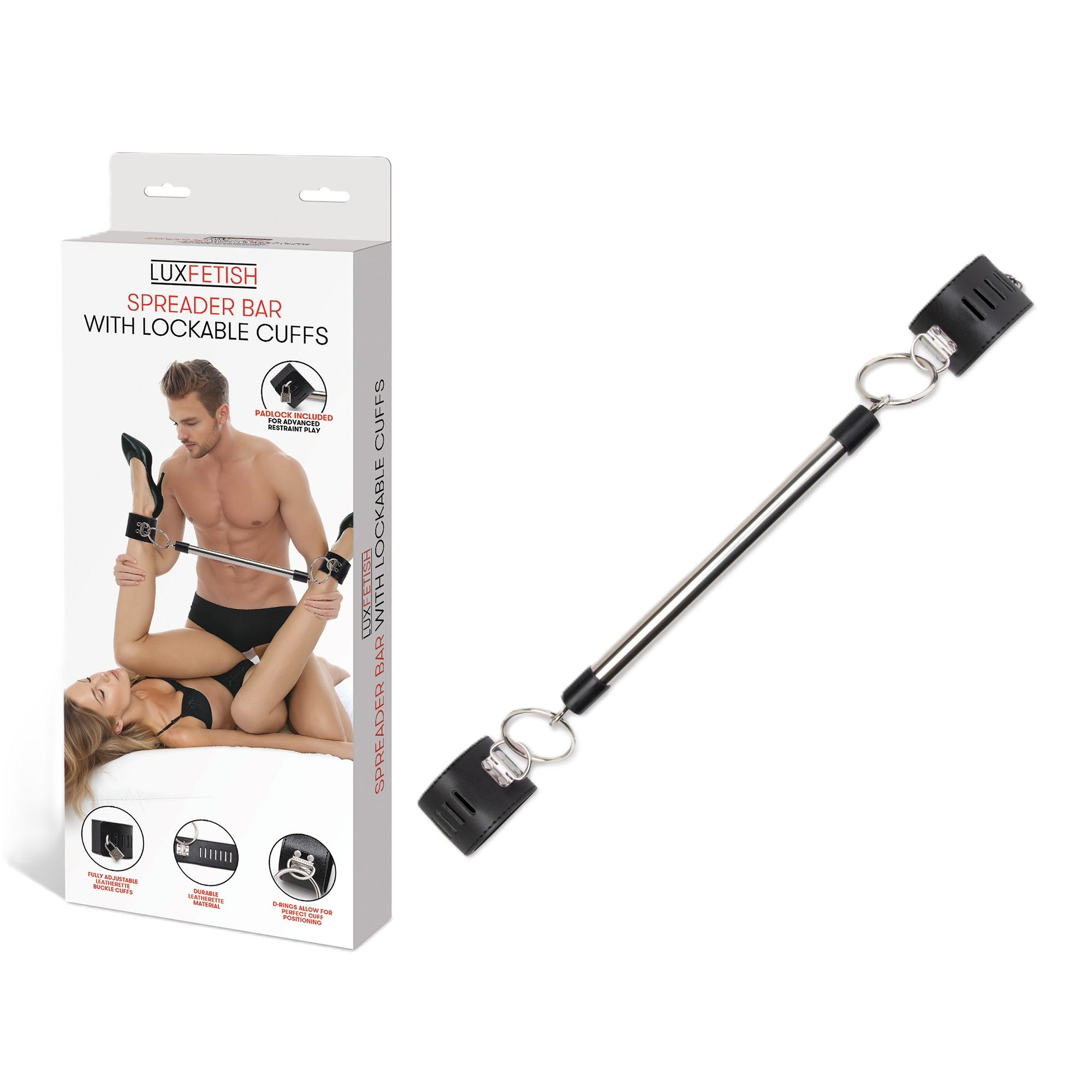 Lux Fetish Spreader Bar With Lockable Padded Cuffs – Bondage Restraint Default Title > Bondage Gear > Restraints Main image