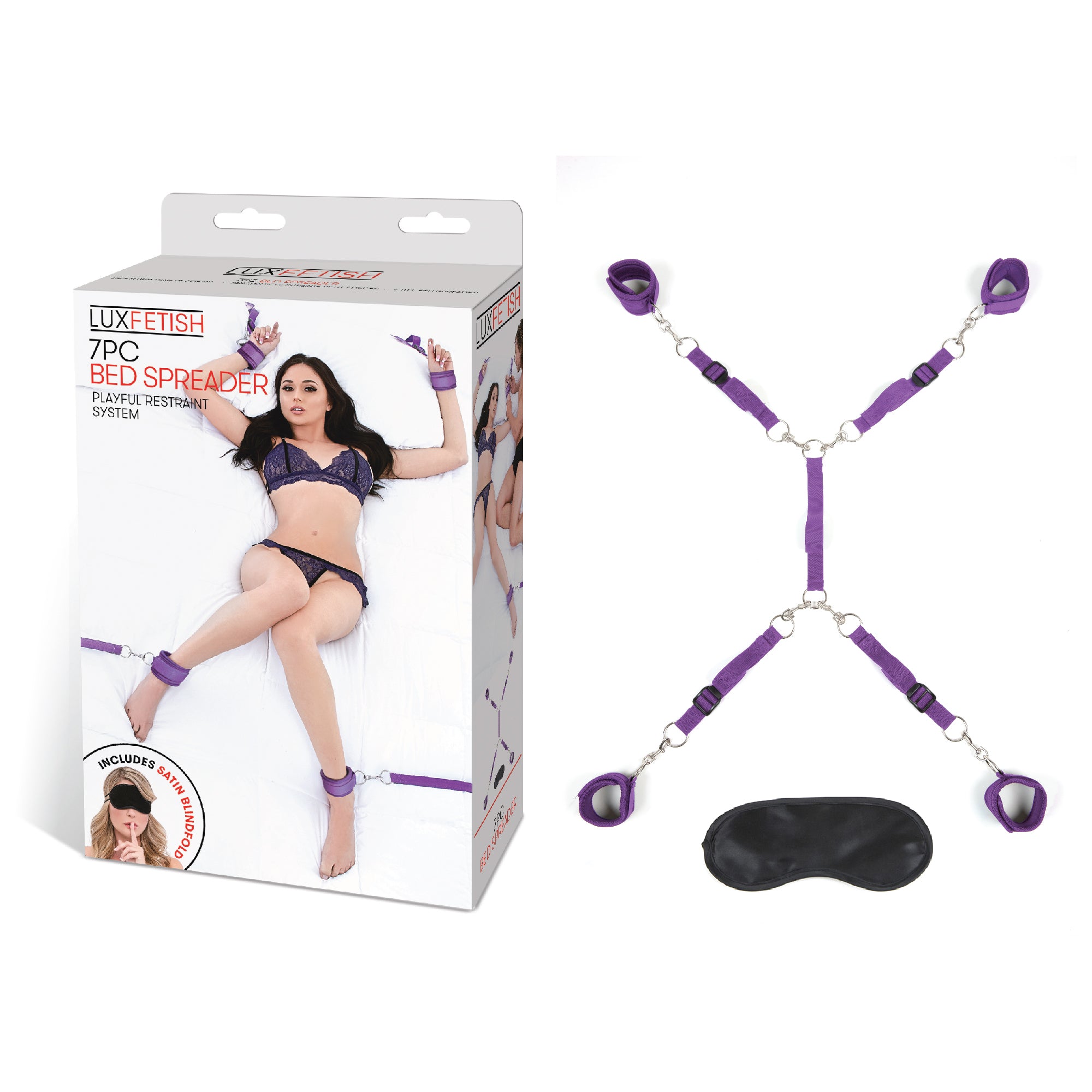 Lux Fetish Classic Bed Spreader – Adjustable Plush BDSM Accessory > Bondage Gear > Bed Restraints Main image