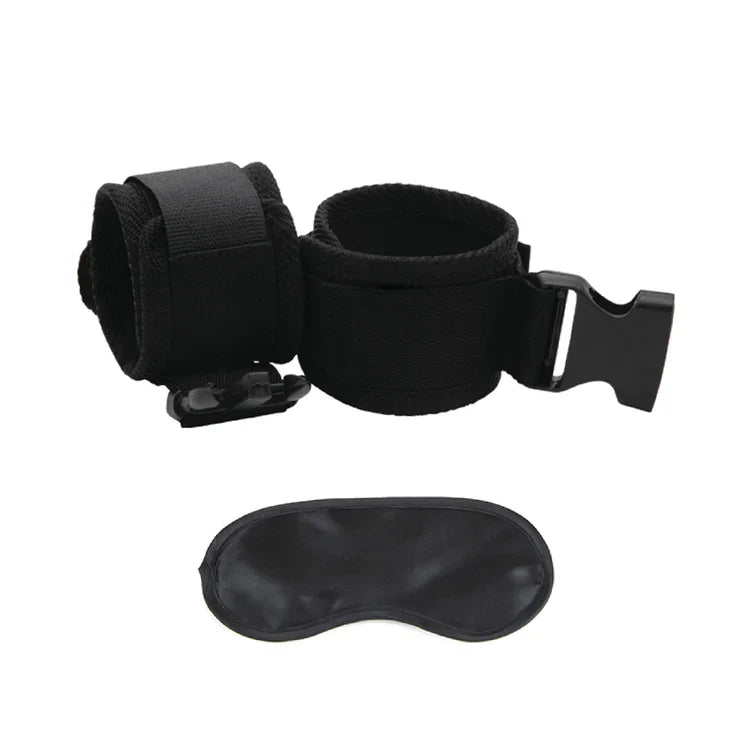 Lux Fetish G Spot Pal Black Adjustable Ankle Cuffs with Satin Blindfold > Bondage Gear > Restraints