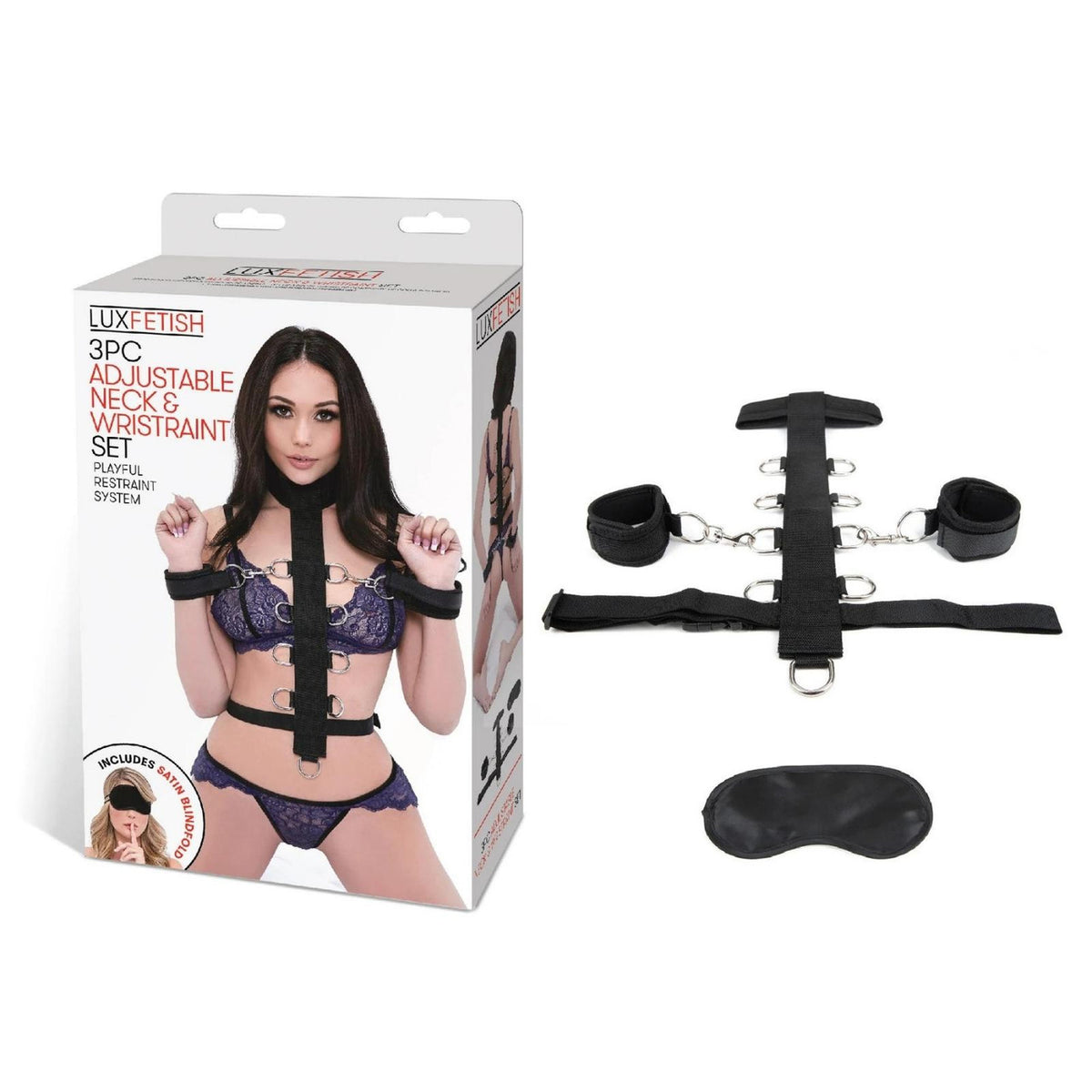 Lux Fetish 3-Piece Adjustable Neck and Wrist Restraint Set Default Title > Bondage Gear > Restraints