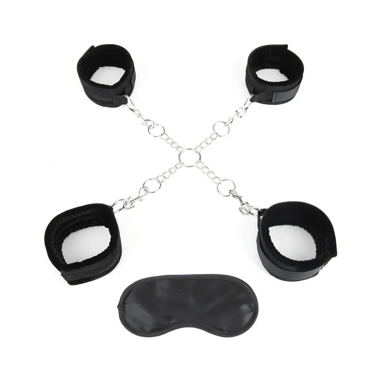 Lux Fetish Deluxe Chain Hogtie With Adjustable Soft Black Restraint Cuffs and Blindfold > Bondage Gear > Restraints