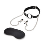 Lux Fetish Open Mouth Gag with Adjustable Nipple Clips Restraint Set > Bondage Gear > Gags and Bits