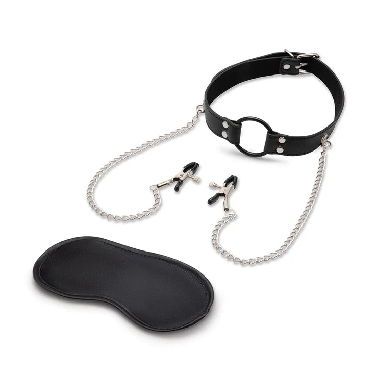 Lux Fetish Open Mouth Gag With Nipple Clips Main image
