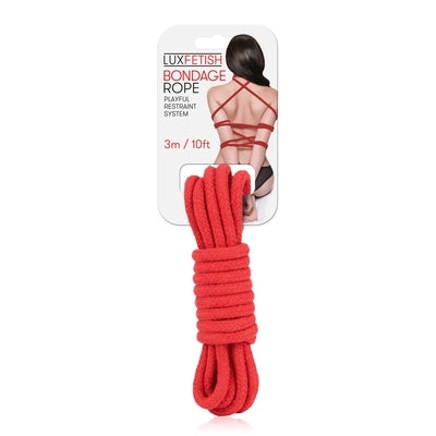 Lux Fetish Bondage Rope 3 Meter 10 Foot Soft Cotton Red Rope for BDSM and Shibari Kinbaku Red Rope