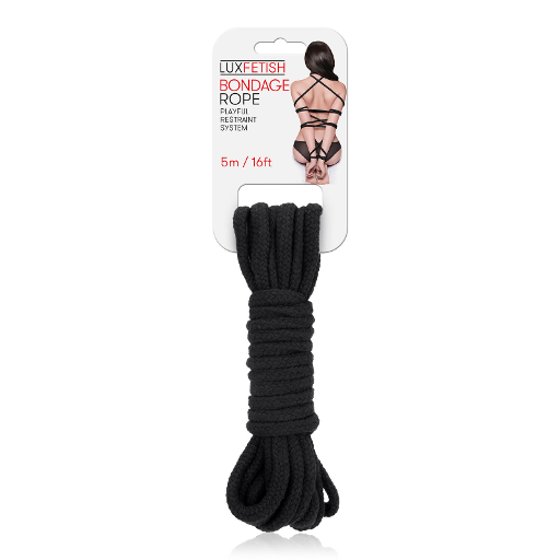 Lux Fetish Bondage Rope 5M 16ft Soft Cotton Restraint Rope Black Default Title Rope