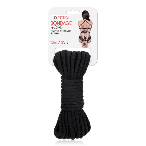 Lux Fetish Bondage Rope 10M 33ft Soft Cotton Restraint Rope Black Default Title Rope