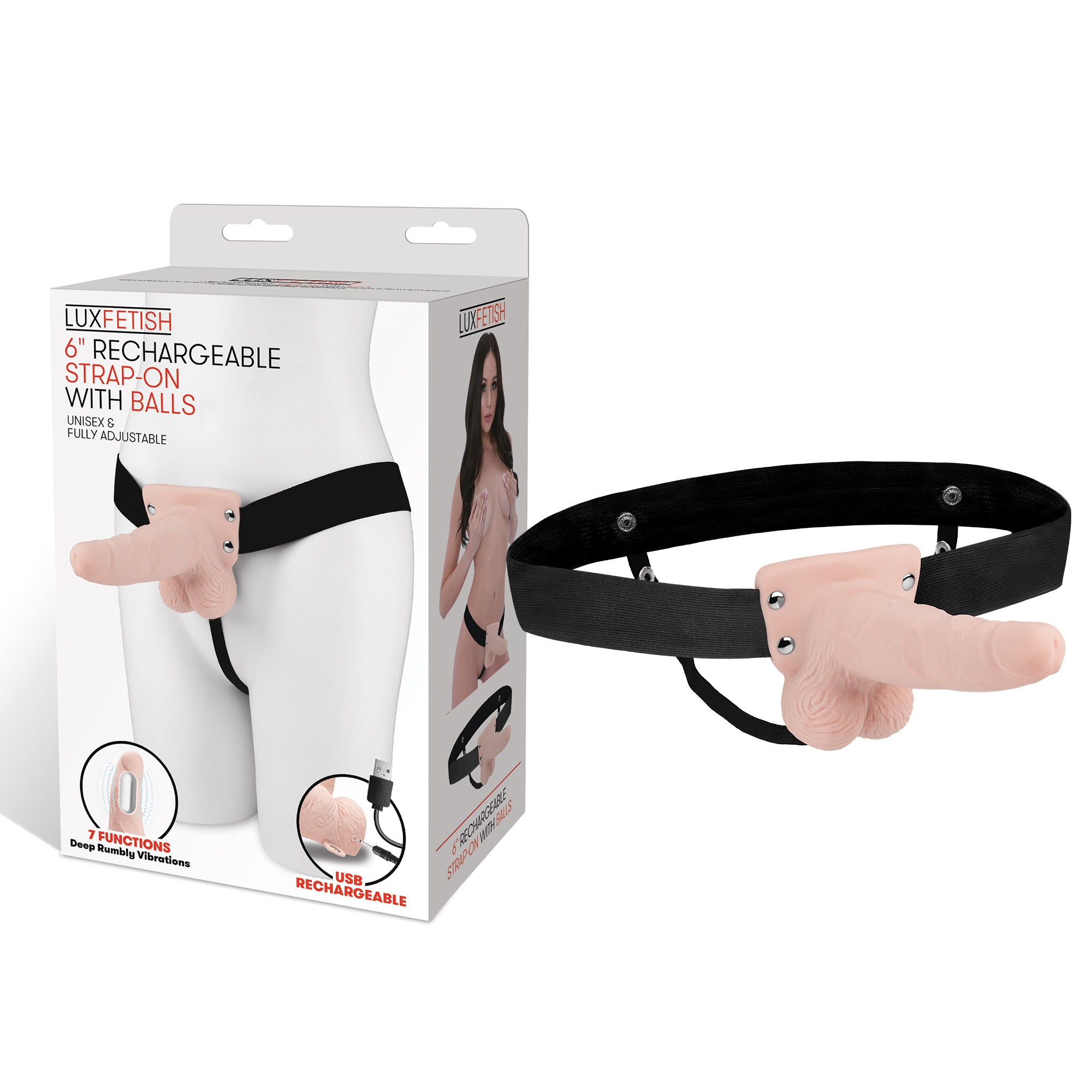 Lux Fetish 6 Inch Strap-On With Balls in Natural Skin Tone Secondary image