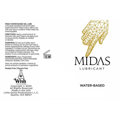 Midas Water Based Gel Lubricant 59 ml Tube Lubricants, Creams & Glides