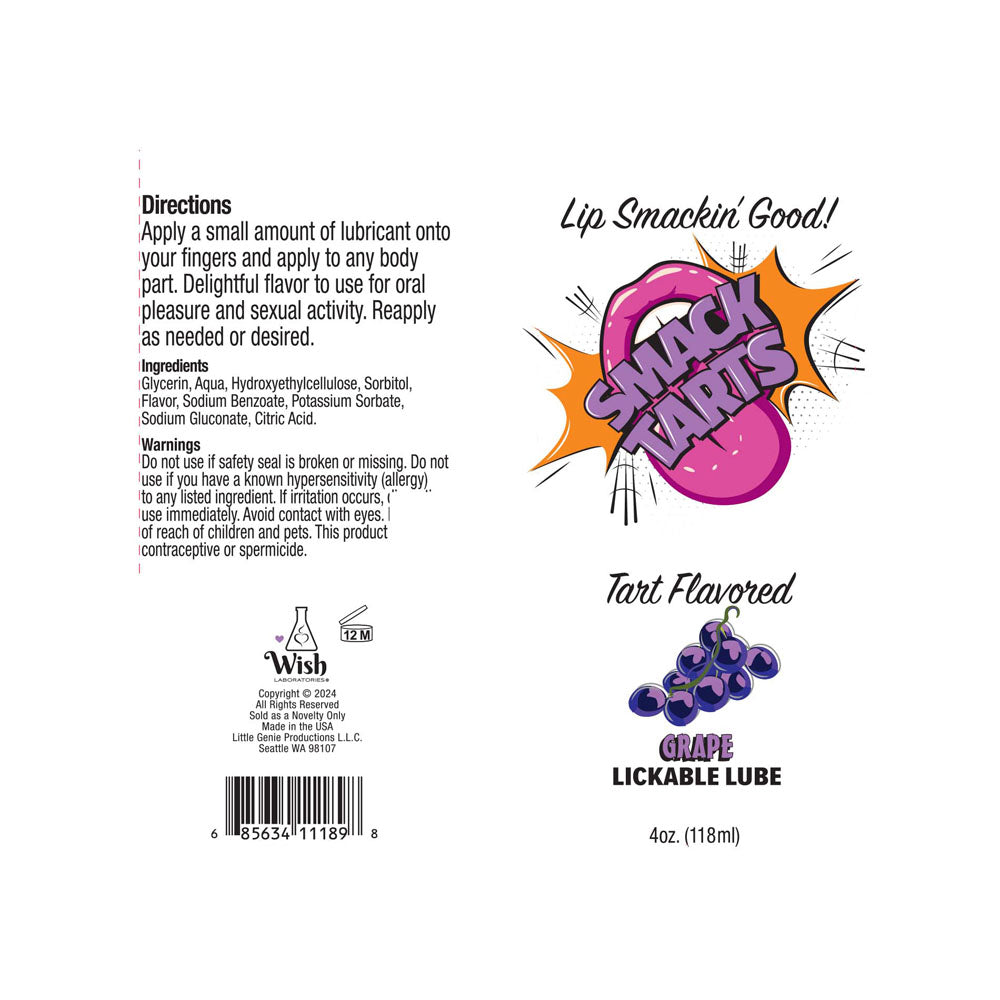 Smack Tarts - Sour Grape - Sour Grape Flavoured Lubricant - 120 ml Tube