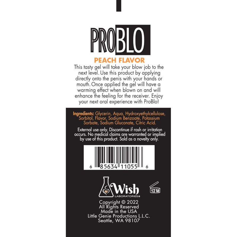 ProBlo Oral Pleasure Gel Peach Flavoured Blowjob Gel 29ml Tube > Lube > Oral Gels & Sprays