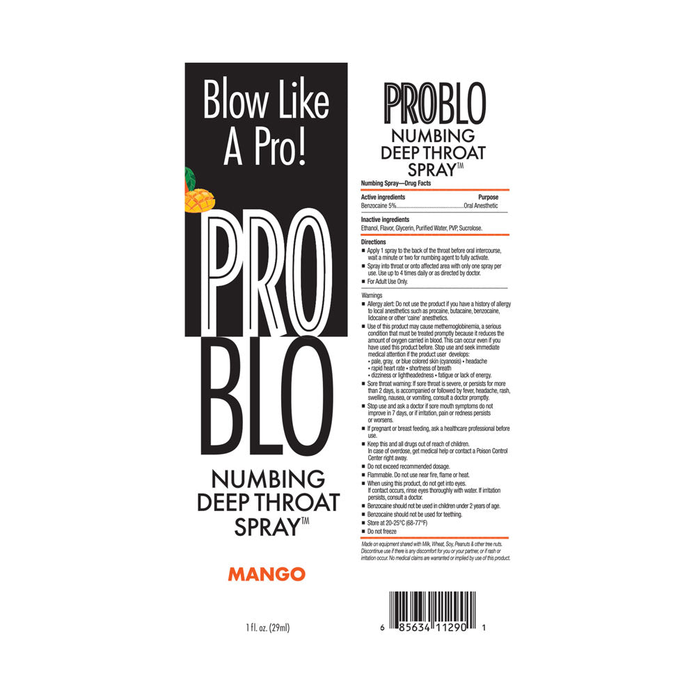 ProBlo Deep Throat Spray - Mango - Mango Flavoured Deep Throat Spray - 30 ml > Lube > Oral Gels & Sprays