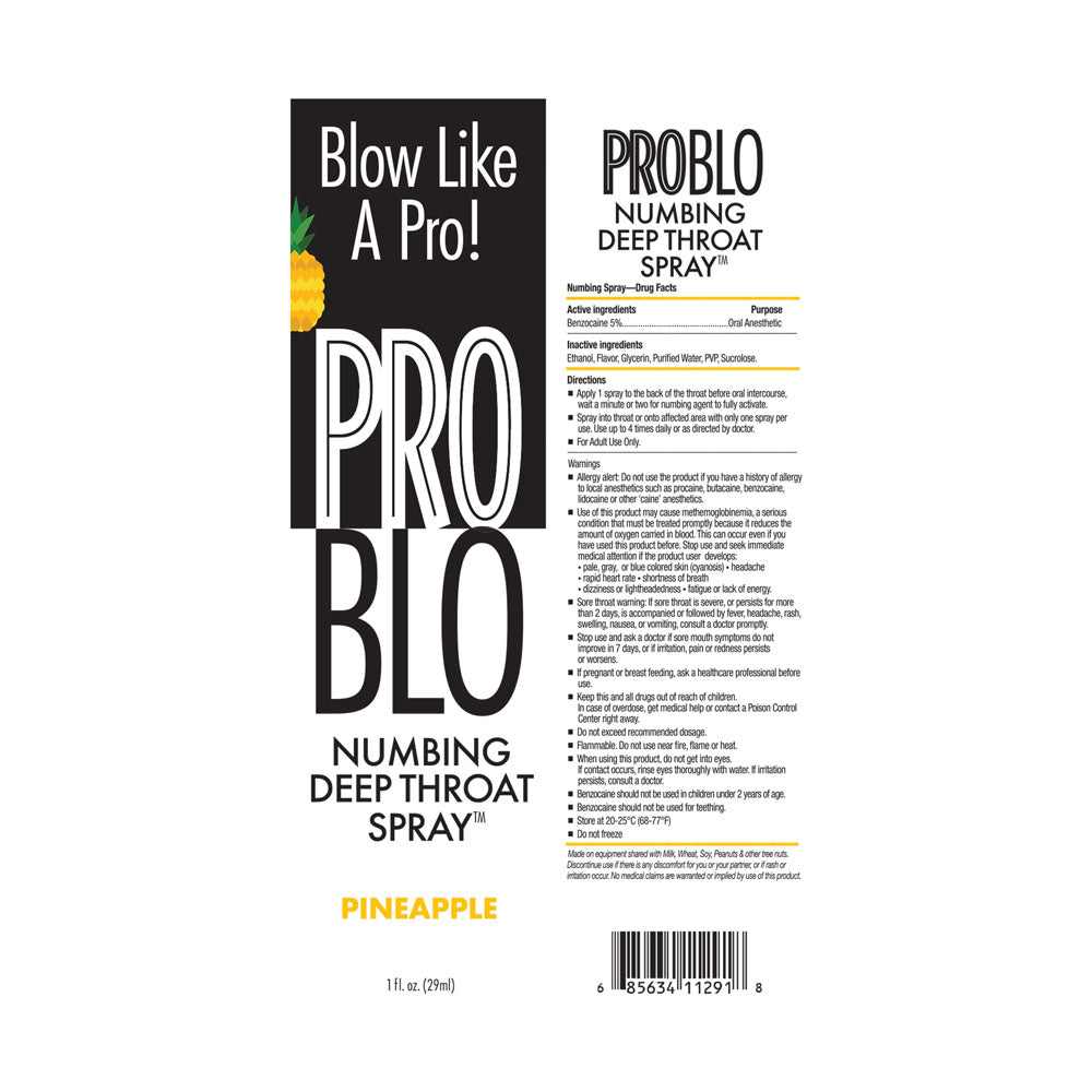 ProBlo Deep Throat Spray - Pineapple - Pineapple Flavoured Deep Throat Spray - 30 ml > Lube > Oral Gels & Sprays