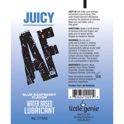 Juicy Af Blue Raspberry Flavoured Water Based Lubricant 120 Ml Flavoured Lube