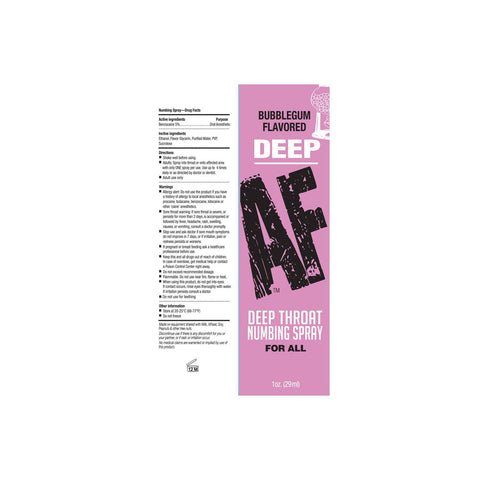 Deep AF - Bubblegum - Bubblegum Flavoured Deep Throat Spray - 29 ml Oral Gels & Sprays