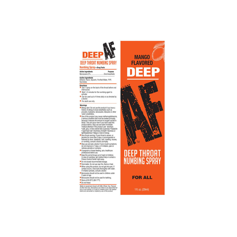 Deep AF - Mango - Mango Flavoured Deep Throat Spray - 29 ml > Lube > Oral Gels & Sprays