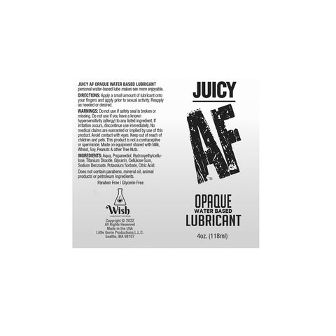 Juicy AF Waterbased Opaque Lube 118 ml - Realistic Cum Formula Lubricants, Creams & Glides