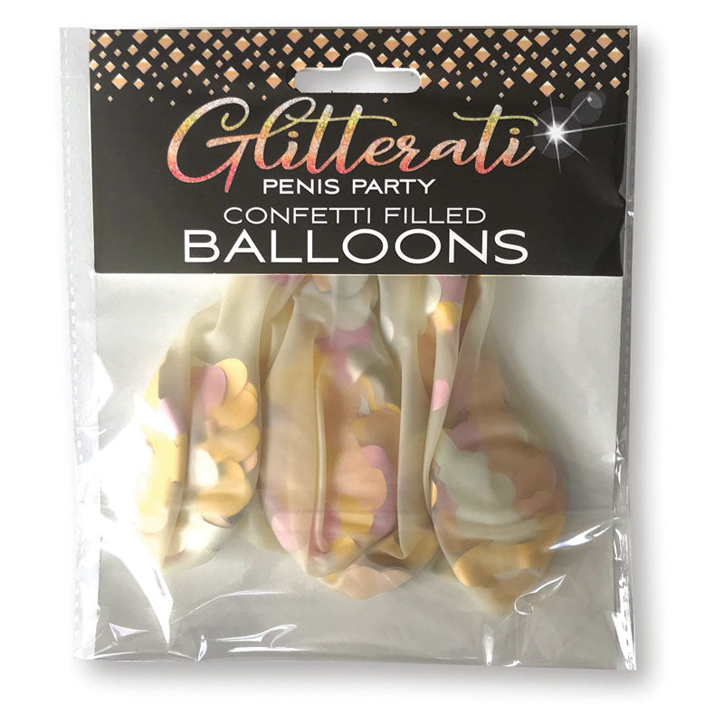 Glitterati Penis - Confetti Balloons - Party Balloons - 5 Pack