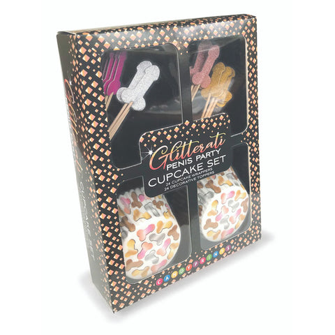 Glitterati Penis Party Cupcake Set of 24 > Novelties > Party Supplies
