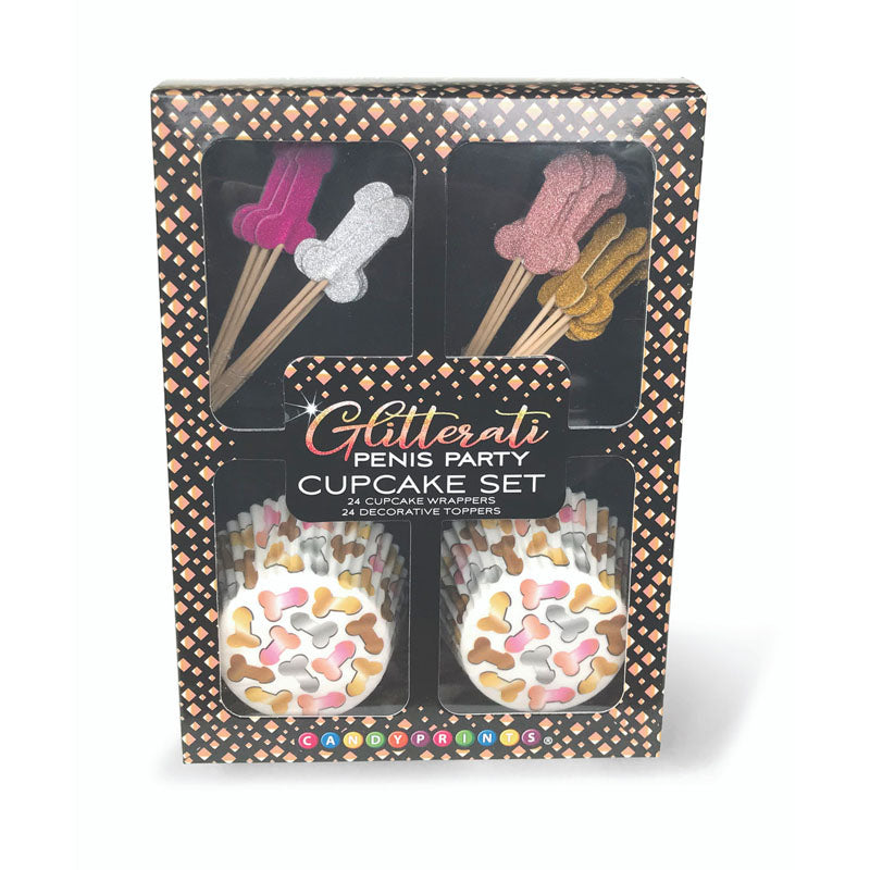 Glitterati Penis Party Cupcake Set of 24 > Novelties > Party Supplies