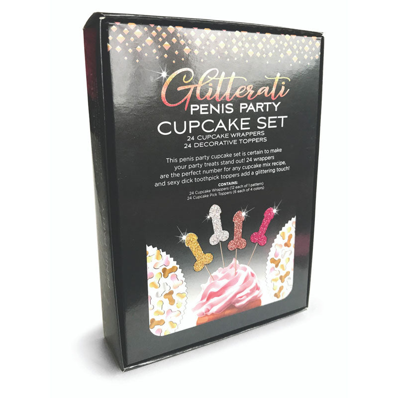 Glitterati Penis Party Cupcake Set of 24 > Novelties > Party Supplies
