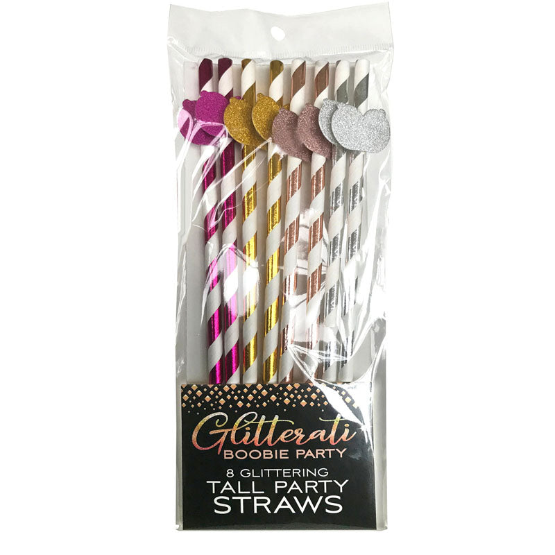 Glitterati Boobie Tall Party Straws Set of 8 Adult Party Accessories Coloured > Novelties > Party Supplies