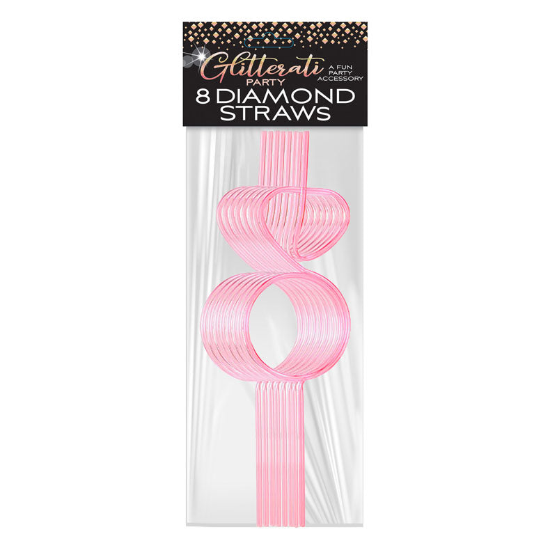 Glitterati Diamond Twisty Straw Set – Set of 8 Pink Diamond Shaped Straws > Novelties > Party Supplies