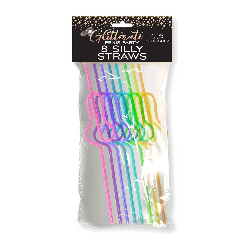 Glitterati Penis Silly Straws Set of 8 Reusable Party Straws > Novelties > Party Supplies
