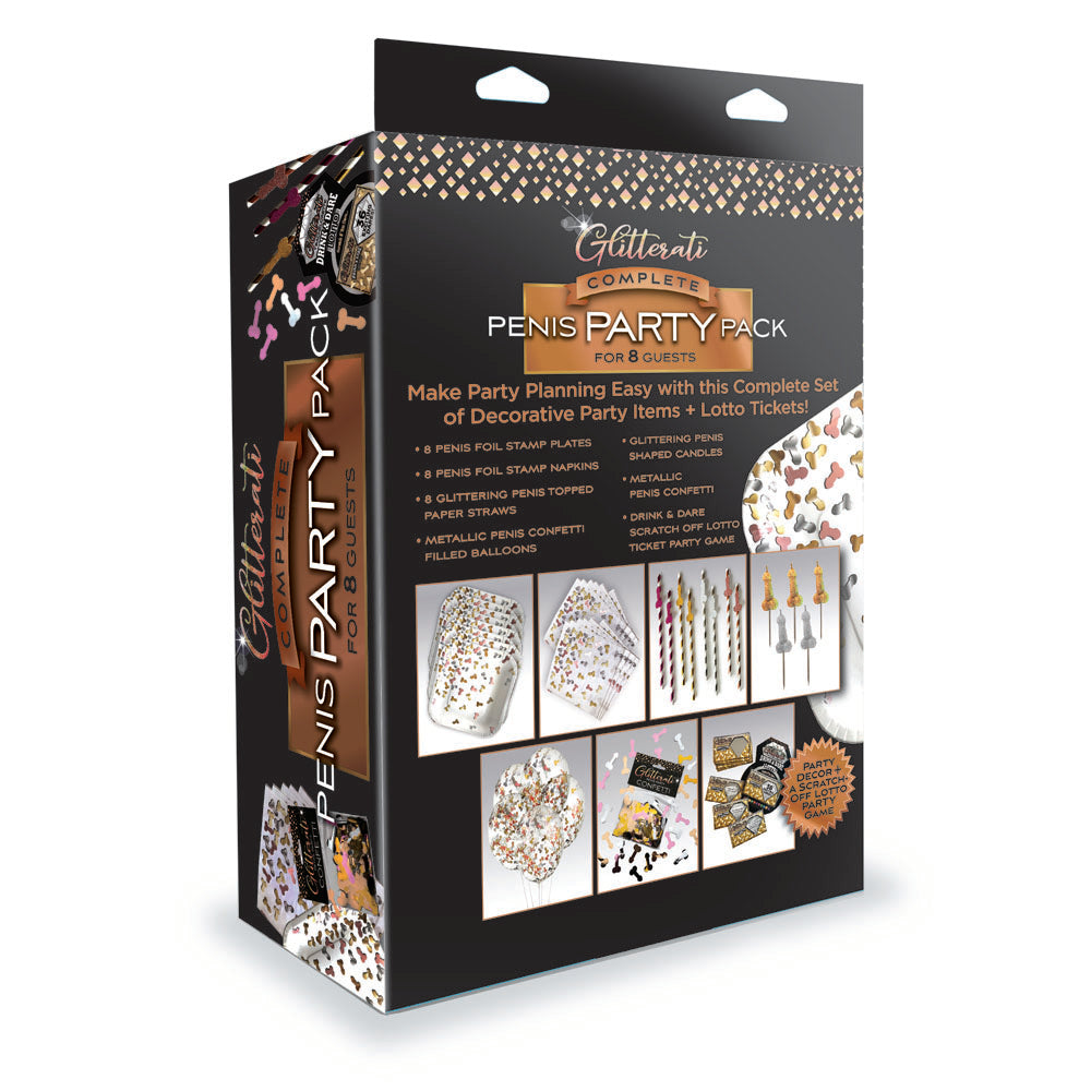 Glitterati Complete Penis Party Pack – Novelty Set with Glitter Accents for Eight Guests Secondary image