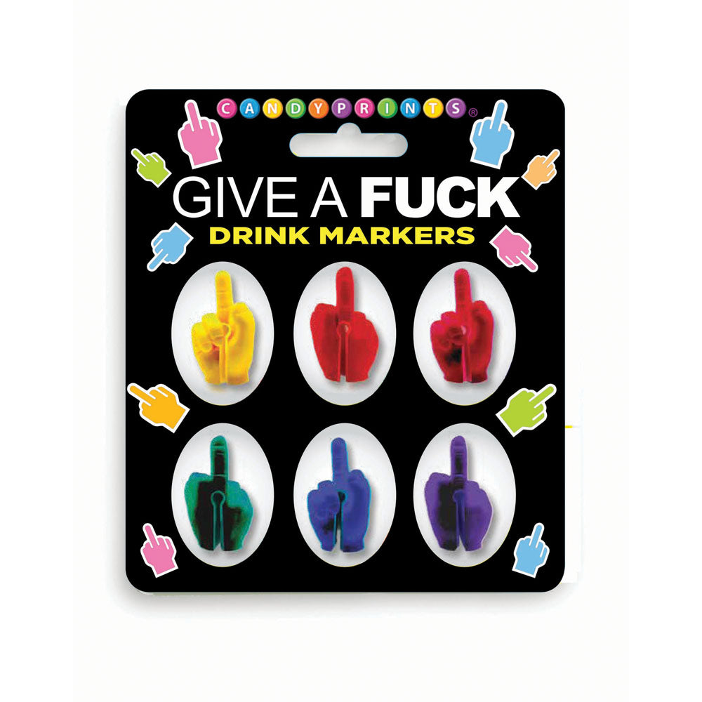 Give A Fuck Drink Markers – Set of 6 Novelty Cocktail Drink Markers Multi > Novelties > Gag Gifts