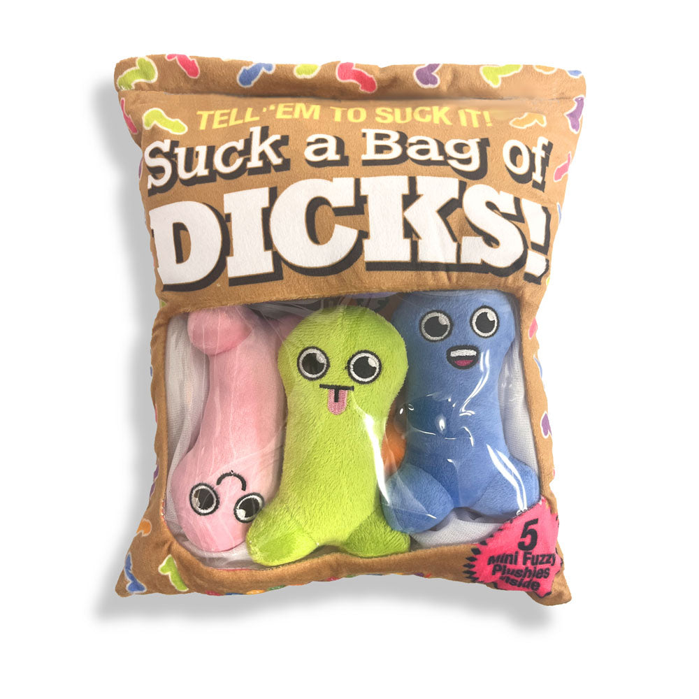 Suck a Bag of Dicks Plushy Pillow with Five Plush Dicks Multi > Novelties > Gag Gifts
