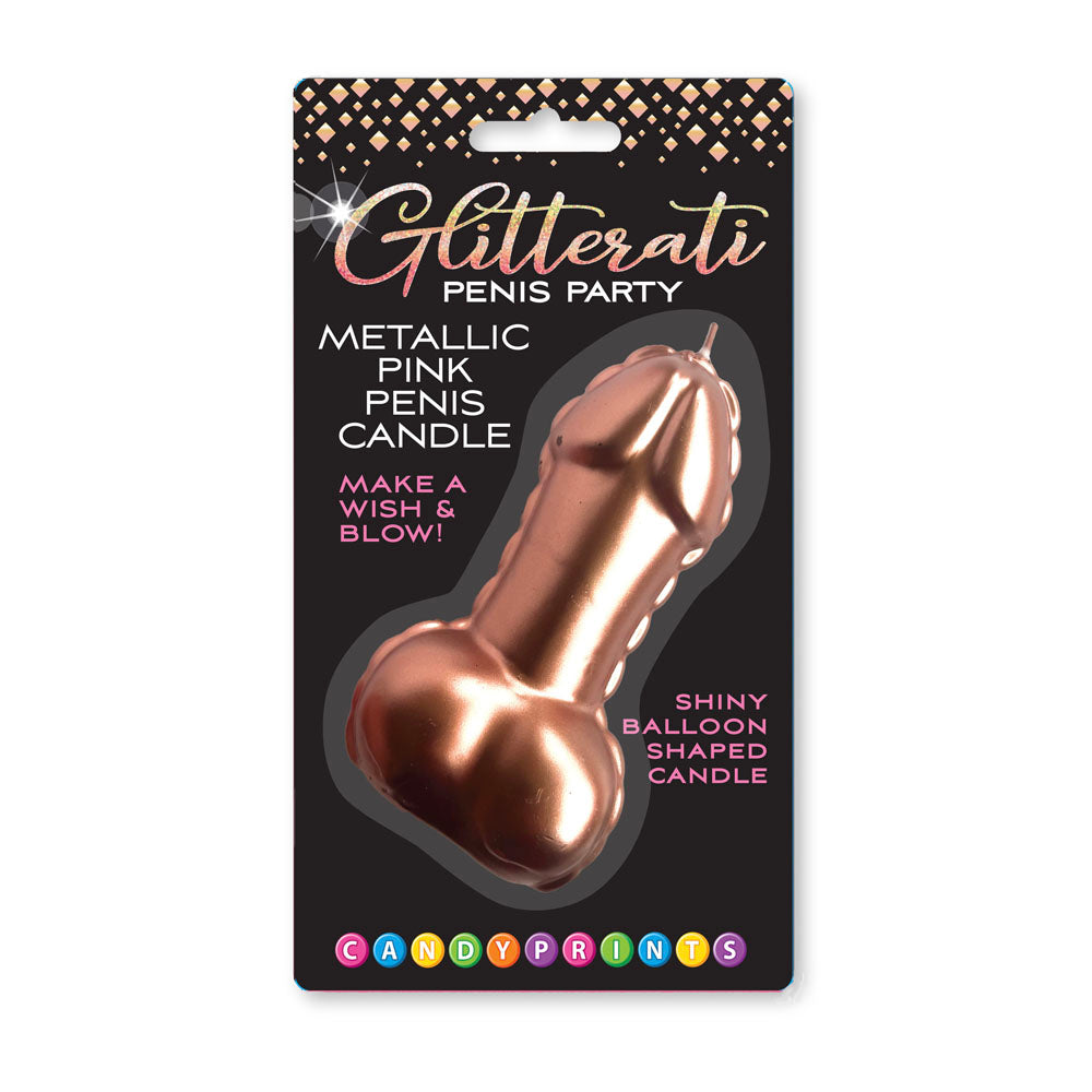 Glitterati Metallic Pink Penis Candle 10 Centimeter Party Decoration Pink Novelty Candles
