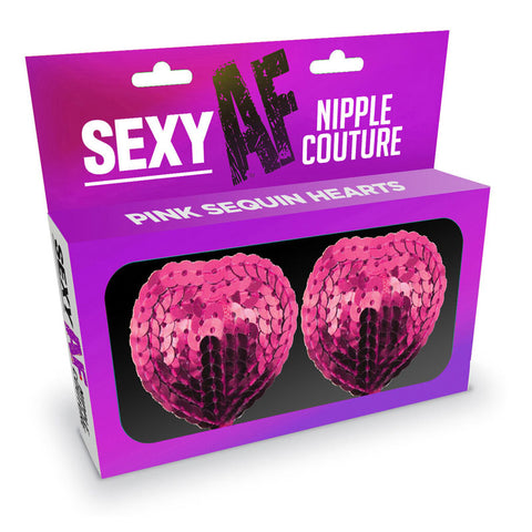 Sexy Af Nipple Couture Hearts Sequin Reusable Nipple Pasties Pink Pasties
