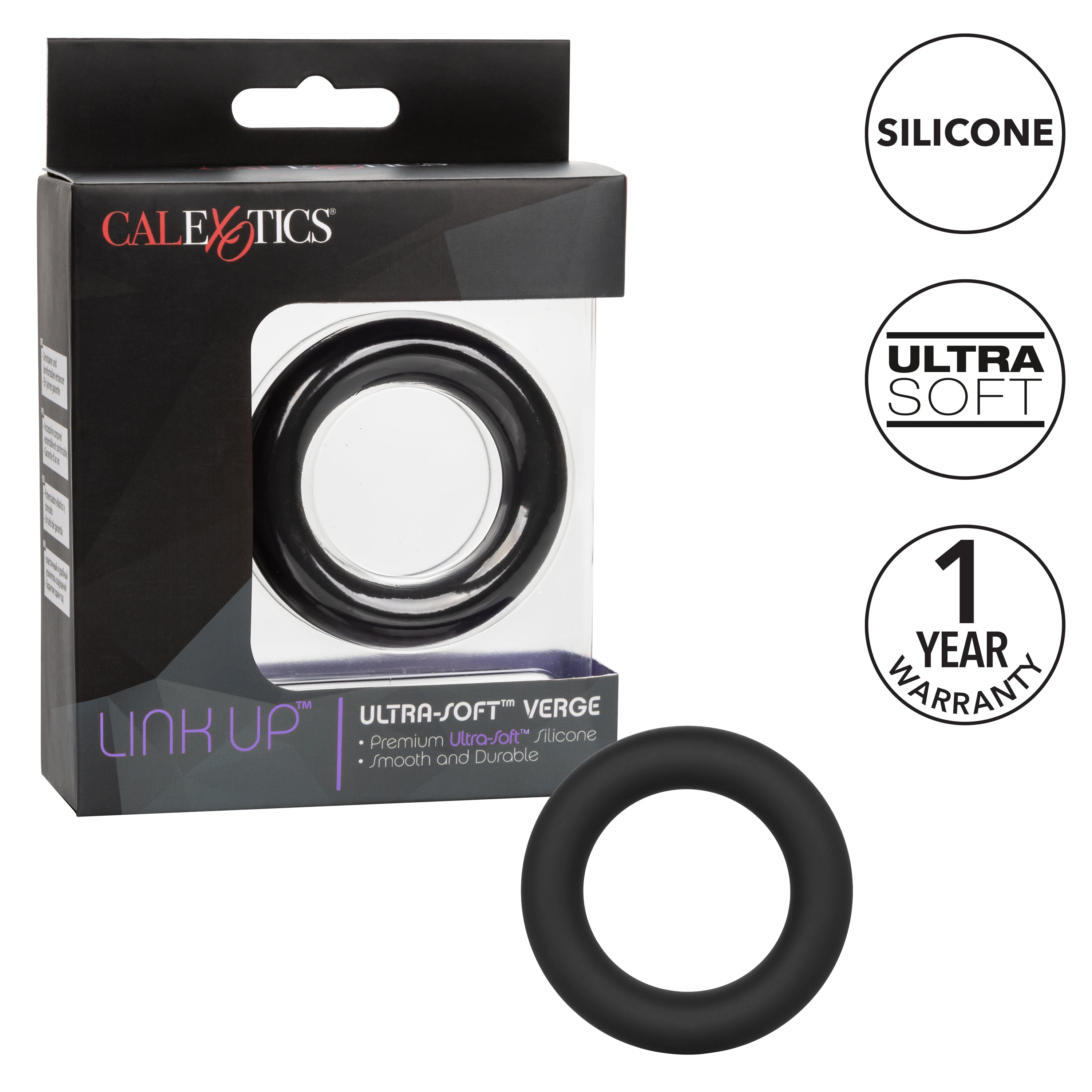 Link Up Ultra-Soft Verge Black Premium Silicone Stretchy Enhancer Ring COCK RINGS