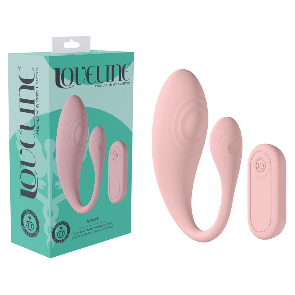 Lovelife Wave C Shaped Vibrator with Remote Control Pink Couples Toys