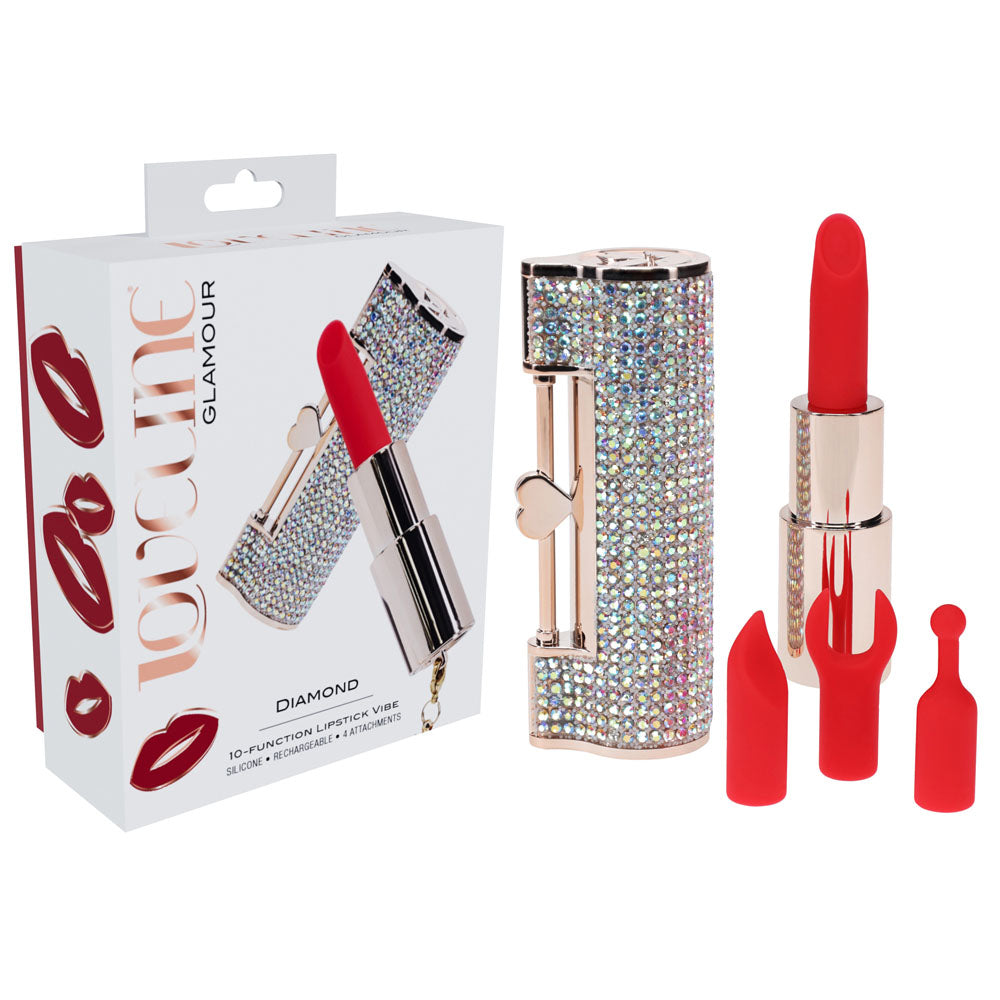 Loveline Diamond – 8.3 cm USB Rechargeable Lipstick Vibrator Red > Vibrators > Mini Vibrators