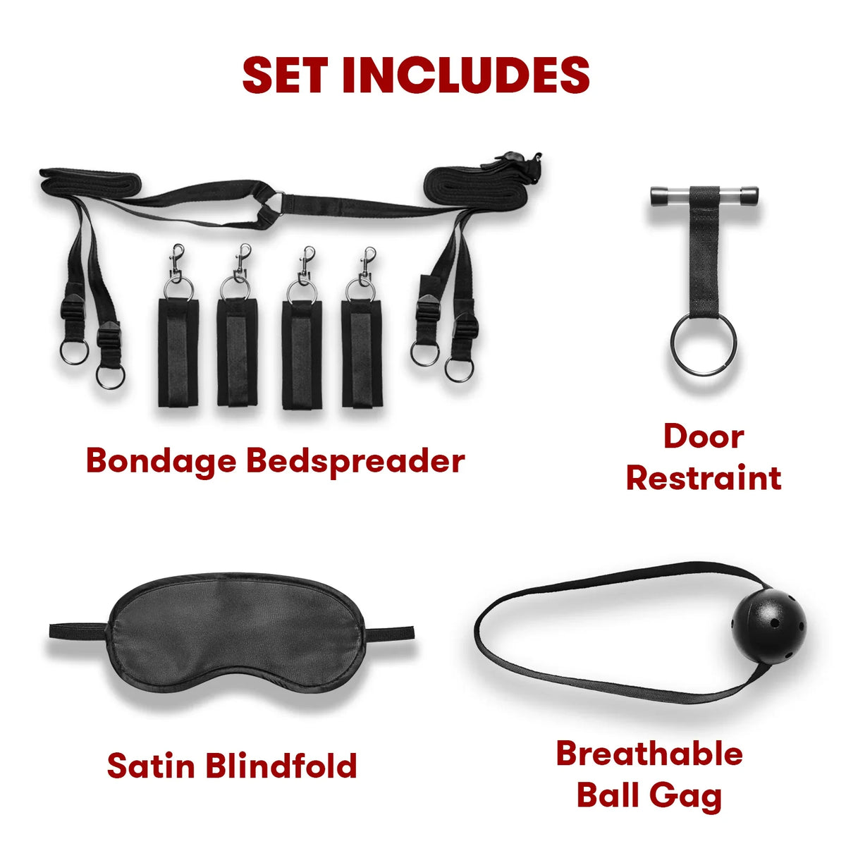 Lux Fetish Everything You Need BDSM In-A-Box 12PC Black Bedspreaders Set > Bondage Gear > Bondage Kits